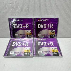 (4-Pack) Memorex DVD+R 4.7GB 120 Min Video Discs Bulk Lot - Recordable Media 📀